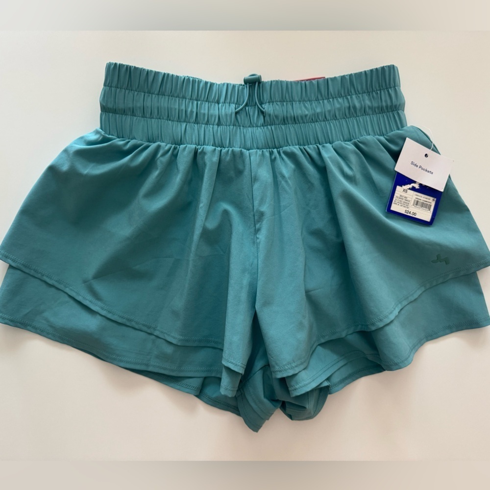 JoyLab Women’s Double Layer High Rise Athletic Shorts NWT Size XS Teal Green